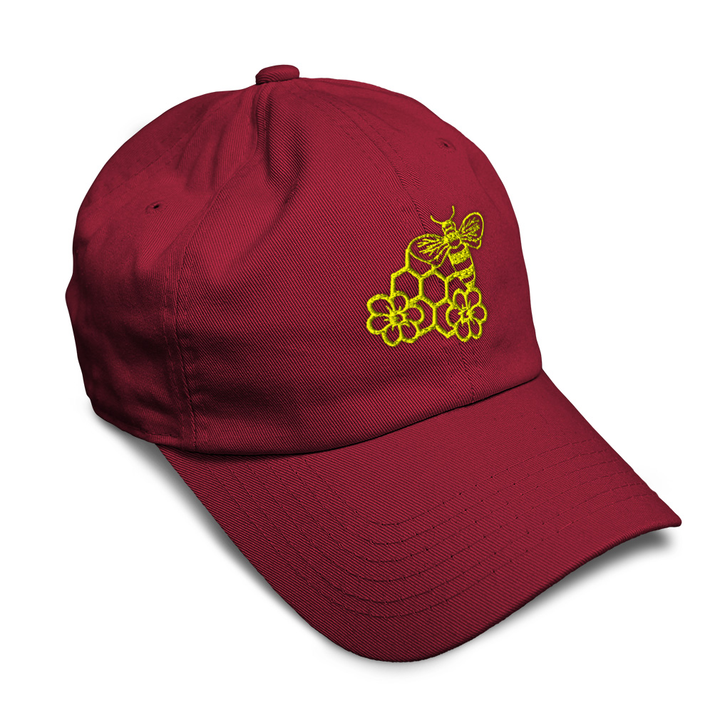 Soft Women Baseball Cap Bee Honey Comb and Flowers Embroidery Dad Hats for Men - Picture 38 of 55