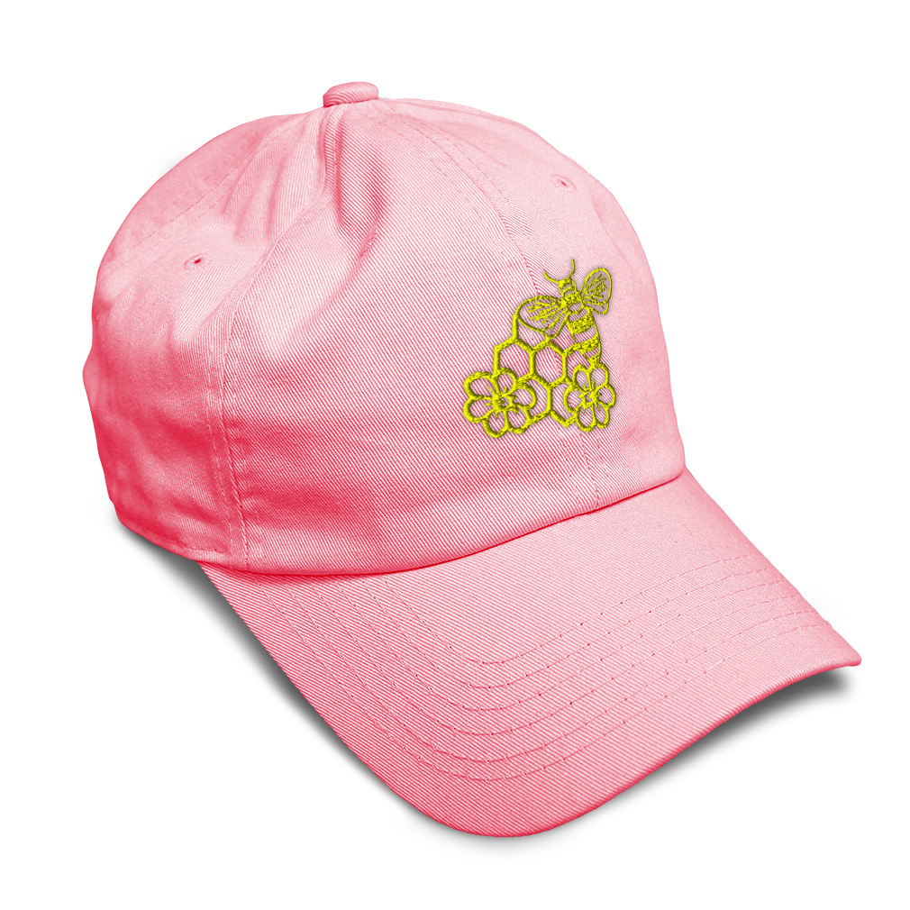 Soft Women Baseball Cap Bee Honey Comb and Flowers Embroidery Dad Hats for Men - Picture 54 of 55