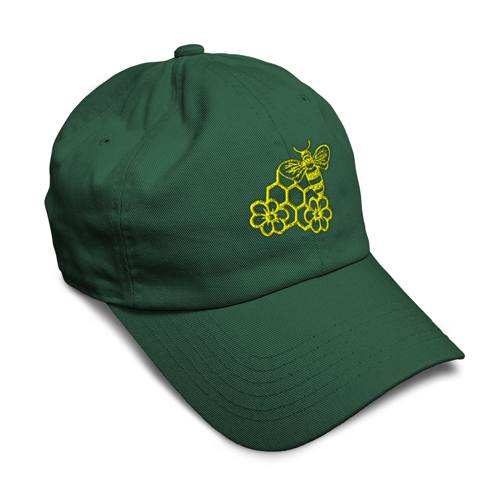 Soft Women Baseball Cap Bee Honey Comb and Flowers Embroidery Dad Hats for Men - Picture 12 of 55