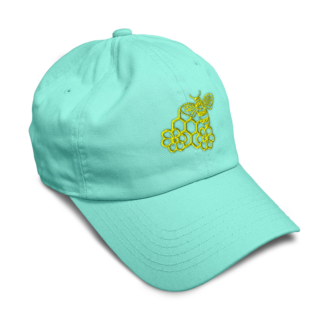 Soft Women Baseball Cap Bee Honey Comb and Flowers Embroidery Dad Hats for Men - Picture 48 of 55