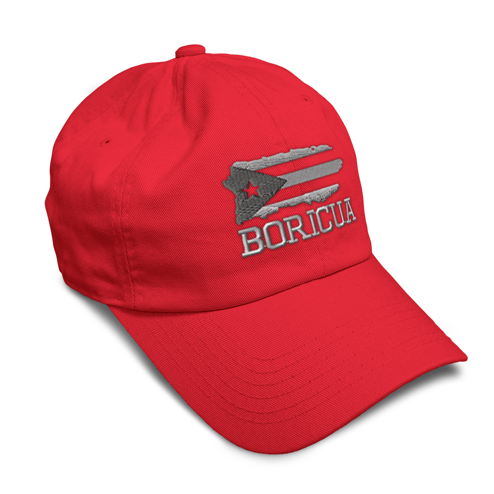 USA Puerto Rico Flag Baseball Cap - Cotton Adjustable Dad Hat, Washed Retro Style, Red - View #6
